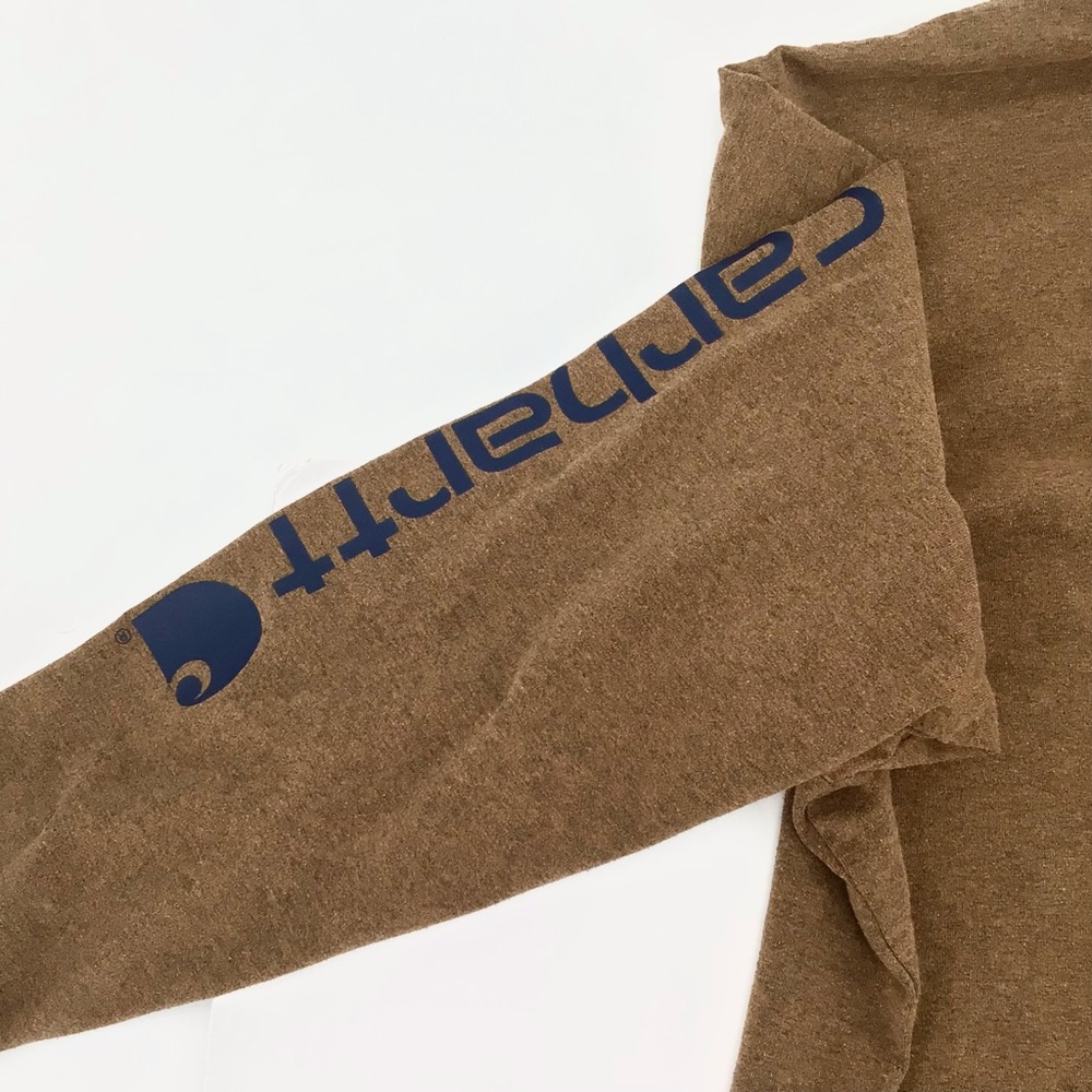Carhartt Brown Long Sleeve Shirt Arm Logo Spell Out Size XL - Picture 11 of 12